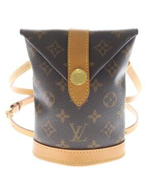 Louis Vuitton Monogram Envelope Pouch Shoulder Bag Brown Leather Gold